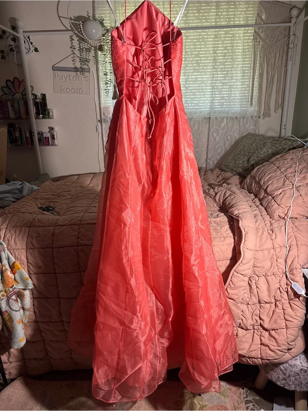 Morgan & Co. Coral Halter Prom Dress